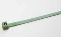 Polypropylene cable ties : Polypropylene : Green Temperature range : -35 C up to +85 C Properties : Acid resistant, floats, UV resistant : UL 94 HB Stainless steel cable ties : Stainless steel AISI