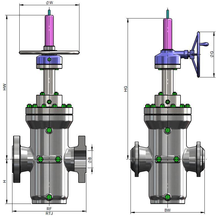 G W C V A L V E I N T E R N A T I O N A L API 6D THROUGH CONDUIT PARALLEL EXPANDING GATE VALVE Model 82300/82600/82900/821500/822500 Dimensions and Weights Hand Wheel and Bevel Gear Operated CLASS