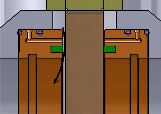 As the seats are being slowly burnt, the upstream pressure forces the slab gate against the downstream seat. The downstream seat is thereby forced against the back of the seat pocket.