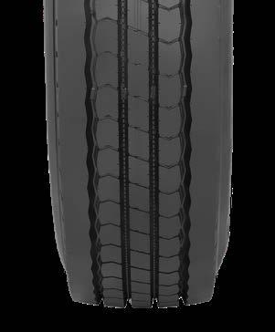 Regional Series Steer Beefy 20/32 tread depth applied to a wide, flat casing for much longer life in high scuff applications.