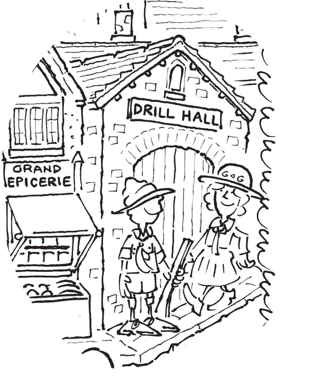 By Land: Site Type - drill hall. D H _ Where soldiers practiced marching and military skills indoors (drill).