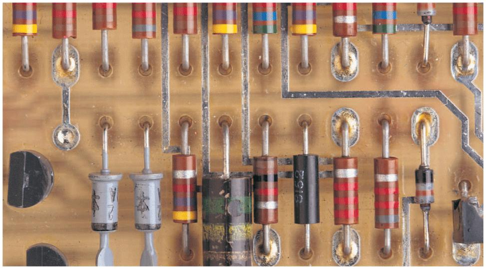 34.5 Ohm s Law Current inside electric devices is regulated by circuit elements called resistors. The stripes on these resistors are color coded to indicate the resistance in ohms. 34.