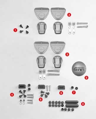 PLATES / WINGRACK COMPONENTS / SRA / 1000F 1 Z126 Plate rubber Monorack/Wingrack 2 Z896 1 set joint Monorack 35 3 Z890 1 joint set for Monorack 2/3/MM 4 E115F Junction kit bag luggage for Monorack 5
