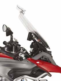 SHIELD+ S180T Universal transparent spoiler mountable to fairings / windscreens; the aluminum fitting kit allows to adjust both height and inclination.