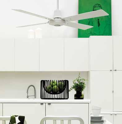 Airfusion Quest II 122cm modern 4 blade ceiling fan in white with white or white wash oak reversible blades.