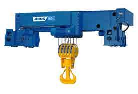 3 t up to 10 m (depending on load capacity) swept area coverage, mainly for use in loading or workbench applications slewing range up to 360 depending on model Electric wire rope hoists: Load