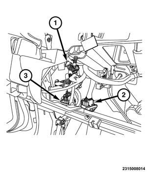 33. Disconnect the occupant restraint control module harness, (Refer to 10 - Restraints/MODULE, Occupant Restraint Controller - Removal). 34.