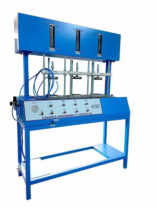 GEO TESTING EQUIPMENT Concrete Water Impermeability The Concrete Impermeability Apparatus is used for the determining of the depth of penetration of water to hardened concrete specimens under