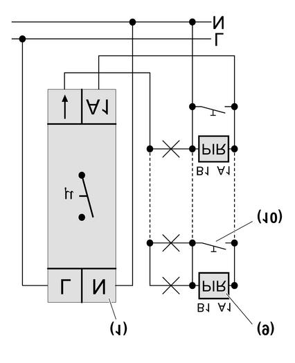 Figure 3: Connection diagram for 3-conductor circuit Figure 4: Connection diagram for 4-conductor circuit (1) Automatic RMD (9) Pulse insert is