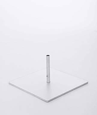 top-plate Pole: Anodized welded aluminum Dimensions: Base: 60x60x1.6 (24" SQ x 5/8") Tube: 3.