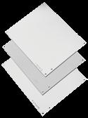 Panels for Junction Boxes Bulletin: PNLJ, PNLWM Steel panels are 14 gauge, finished with white polyester powder paint or with a conductive, corrosion-resistant coating.