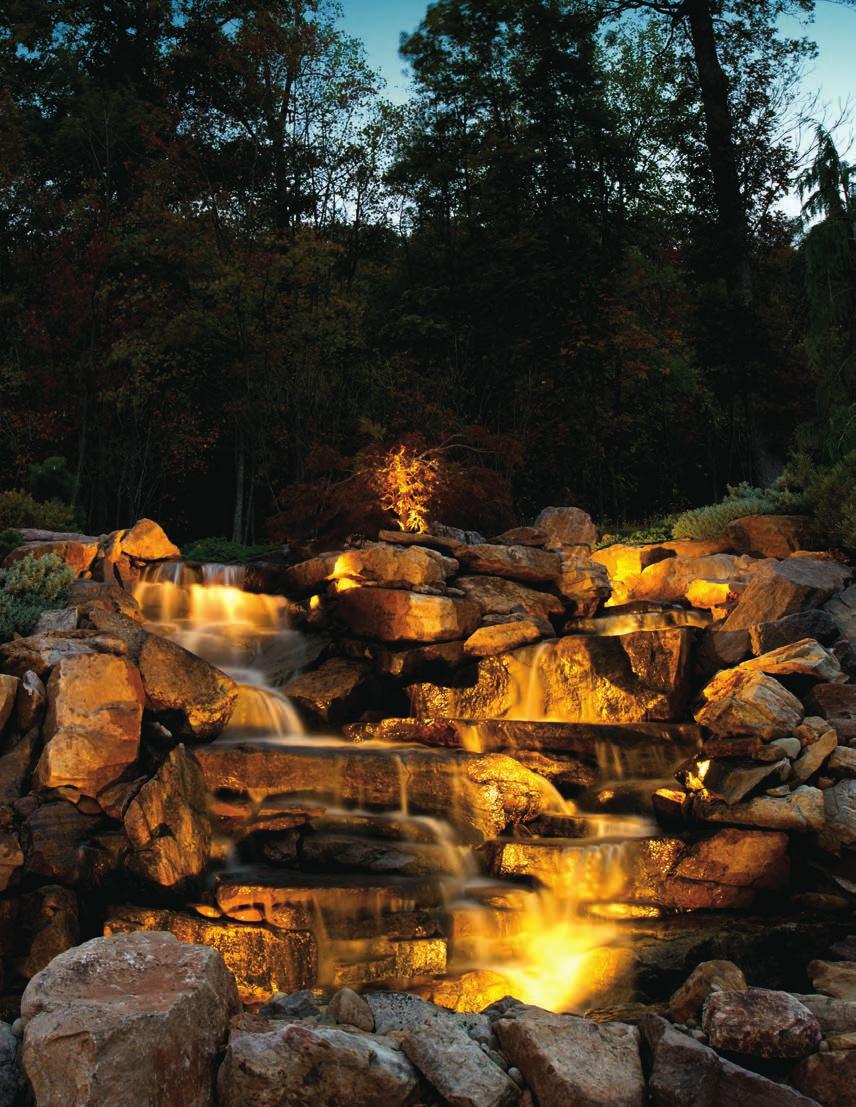 Underwater fixtures bring the cascading streams and rocky crags of outdoor
