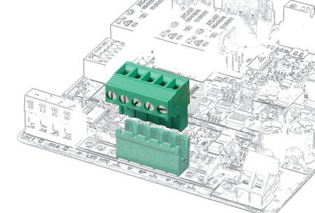 The CTM connector series for PCBs is characterized by an asymmetric profi le, so mistakes are prevented when connections are made with the relative CIM, CPM or CRM male connectors soldered to the