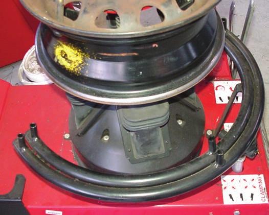 Tire and Wheel Service 1159 SHOP TIP If the valve core is removed from the valve stem when filling the tire, a greater volume of air can enter the tire. This is helpful in seating the beads.