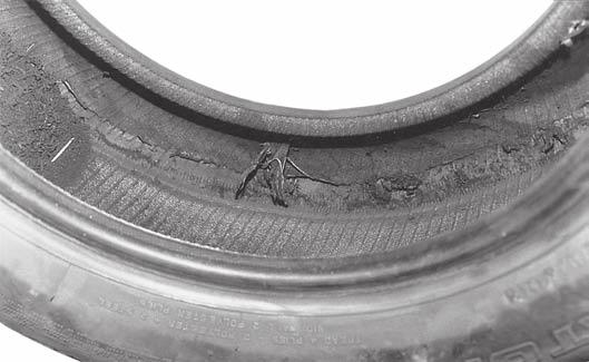 A tire can be repaired when the puncture is between the shoulder of the tread area, called the crown (Figure 62.46) if the diameter of the puncture is less than ¼".