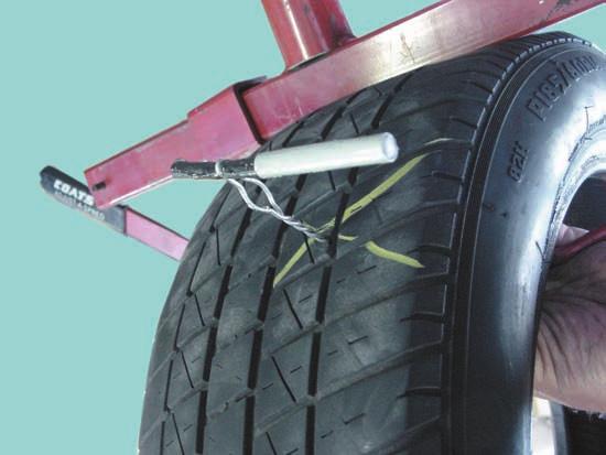 Tire and Wheel Service 1165 Before reaming the puncture hole, probe it with an awl to determine the direction of the puncture. Then ream the hole from the same direction as the original injury.