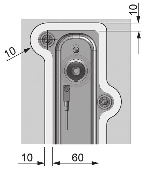 Inlet bushing (including heater). Attached parts and accessories Support pillar Dowel Fastening screw o screws at center support position if X is smaller than 150 mm.