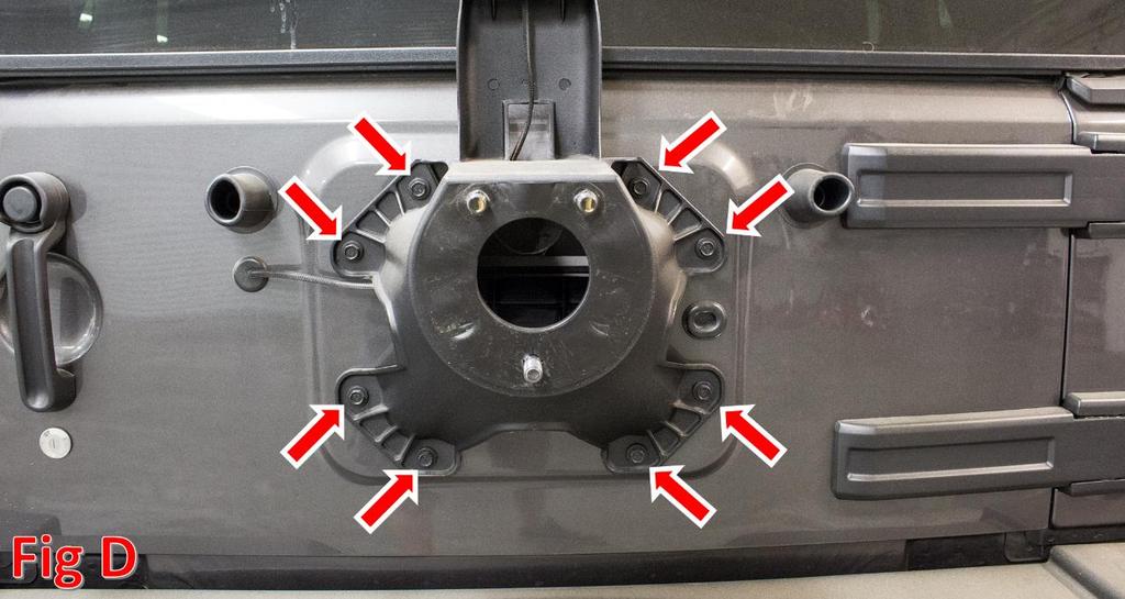 4. Using a 13mm Socket, remove the bolts (x8) that hold on the spare tire