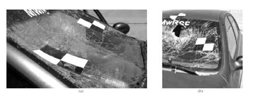 Schmidt et al. in Journal of Transportation Safety 3 (2011) 11 Figure 3. Vehicle damage, test no. WZ09-2: (a) System 2A, and (b) System 2B. of 98.8 km/h and at an angle of 90 degrees. During test no.