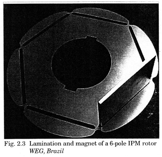 Radial flux PM motor 5 Spoke-type interior-magnet rotor.