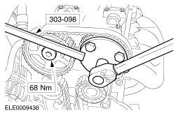 6. CAUTION: Tension the timing belt, working counterclockwise.