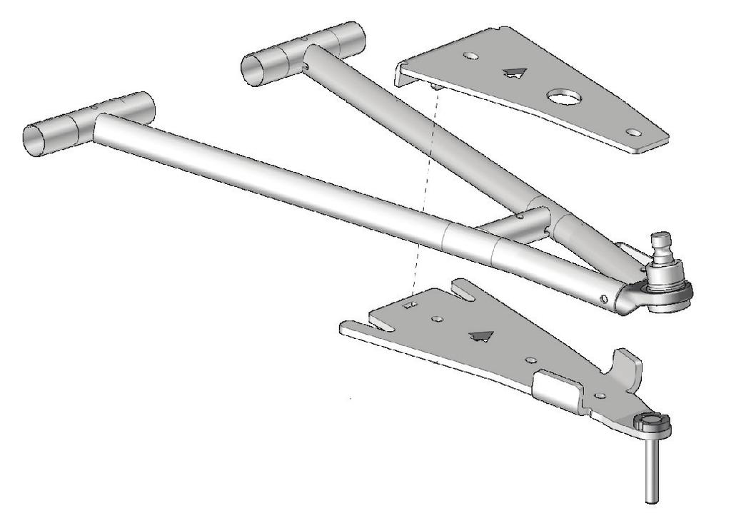 5. Position the bottom part of the anchor bracket underneath the lower suspension arm. Position the top part over the suspension arm so the tab slips in the slot in the bottom part. Figure 15.