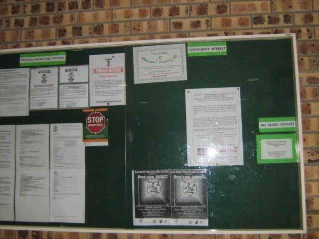 notice placed on a community notice board in Mokopane Site