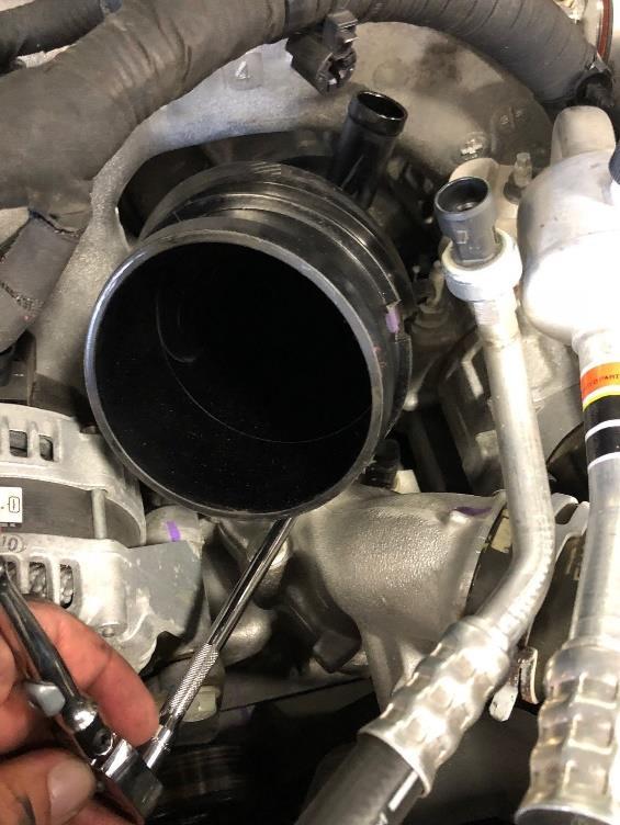 (The WCFab PCV reroute hose will connect to this OEM hose, or if you are not installing the WCFab kit, you will reconnect this hose to
