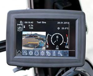 with touchscreen indicating unit. One example of the extensive safety equipment is the roll-over protection system (ROPS) for the cab fitted as standard according to ISO 12117-2.