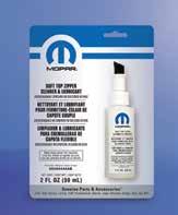 Bottle MSQ: 6 Bottles Part No. 05012248AD SOFT TOP ZIPPER CLEANER & LUBRICANT Specially formulated to clean and lubricate all types of plastic and metal zippers.
