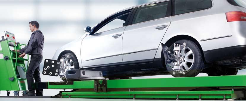 The new wheel alignment system: Simple, precise and fast Pure efficiency: Precise measured values can be determined after the shortest possible setup time for measurement boards and measuring sensors.