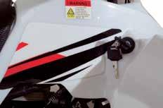 Drive system: chain Throttle control: thumb throttle (screw restrictable to limit