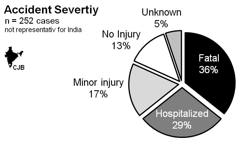 Figure 14. Distribution of Accident Kind of RASSI Cases (Status 5/2012) [6] [7] An alarming result is visible after an analysis of accident severity.