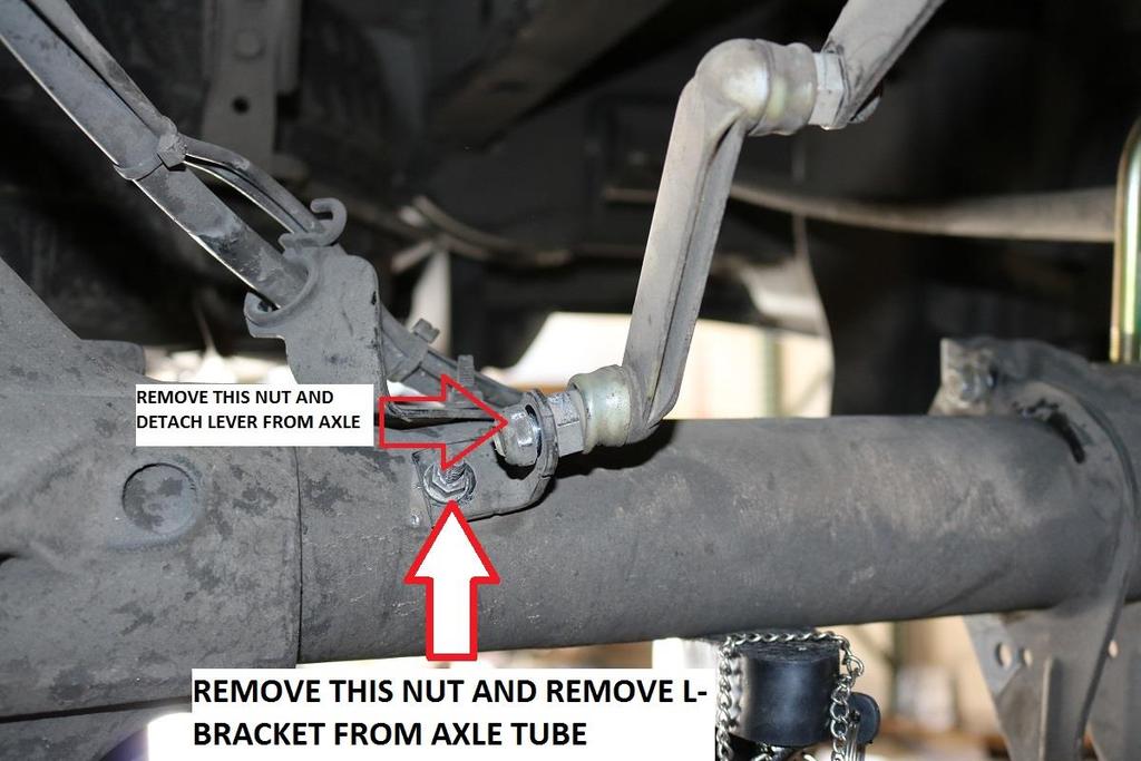 Completely remove the small L-bracket on the axle tube by