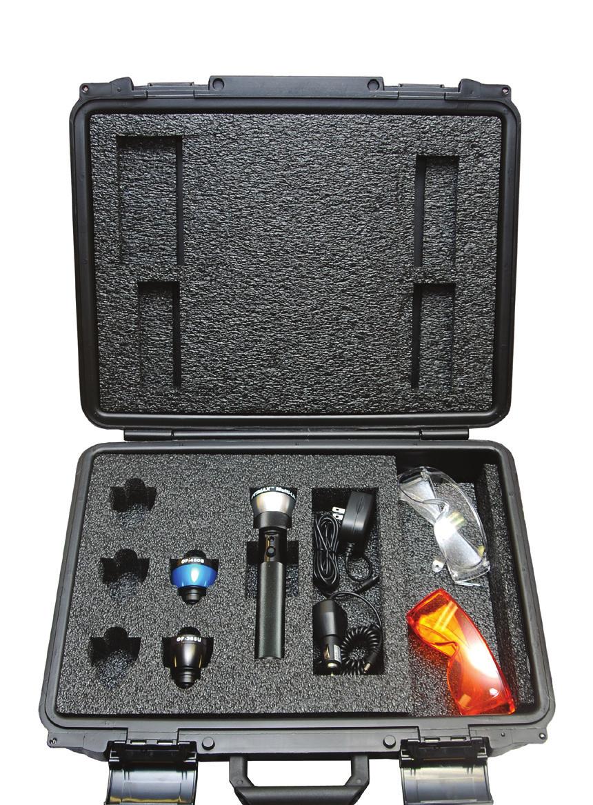 Carrying Case with Foam Inserts, CC-600 APPLICATIONS Typical Applications of Forensic Wavelengths Lamp Head Color/ Dominant Wavelength Black UV-A 365nm Blue 450nm White 400-700nm Spectacles