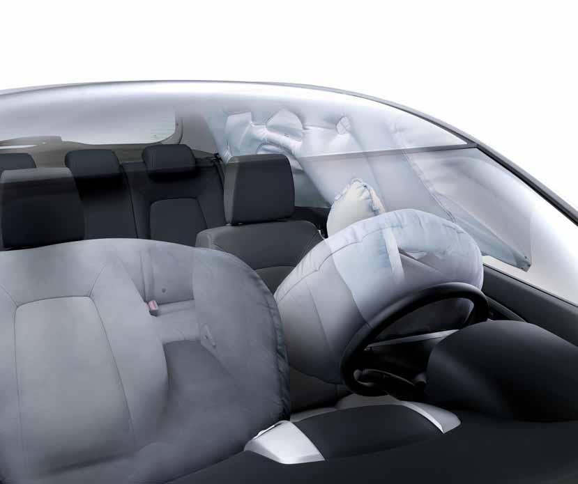 In a collision the front active headrests move forwards and upwards to minimise whiplash injuries. Six airbags inflate when necessary. ISOFIX child safety anchor points are standard.