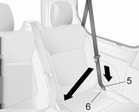 For the second row seats, always use frontmost seat belts 2 (located behind the second row seats).