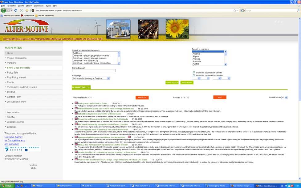 ALTER-MOTIVE FINAL REPORT 43 Figure 43. Screenshot of the case database at www.alter-motive.