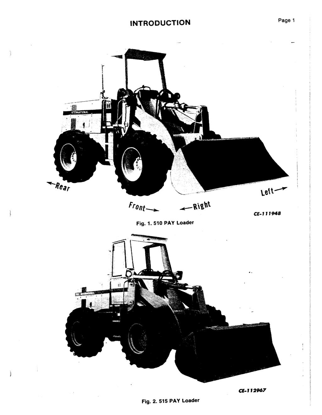 INTRODUCTION Page 1 Front--.. Fig. 1.510 PAY Loader \.