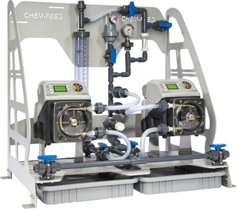 CHEM-FEED Engineered Skid Systems R Single pump model number CFS-1AA-AAAAAA Shown with Chem-Pro C2 pump, sold separately Dual pump