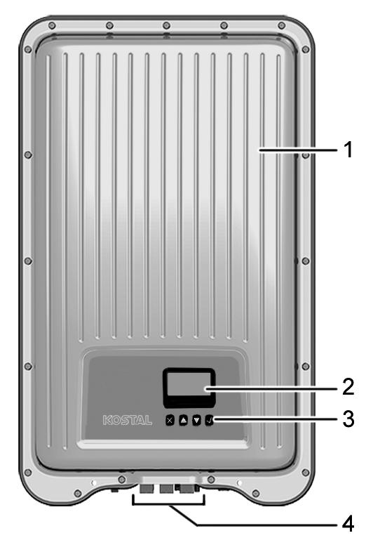 4.2 Structure of the device Case Display (monochrome, 128 x 64 pixels) Operating buttons (for