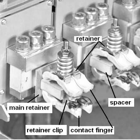 Finger Clusters, Spares/Replacements Description The primary disconnects (Figure 34 and Figure 35) are flexible connections between the breaker line and load terminals and between the equipment line