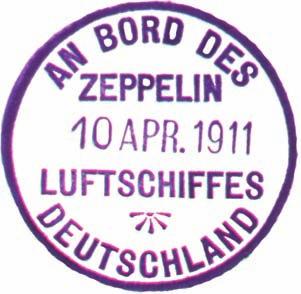 100 years Bordstempel Dieter leder On 10 April 1911, Airship lz-8 DeutschlAnD was scheduled to be transfered from Baden-Oos to Düsseldorf. under the command of Dr.