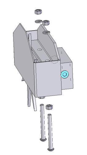 The bolts should be inserted from inside the baler. The saddle is intentionally tipped forward by 5 o so that the tank cap will be parallel to the ground.