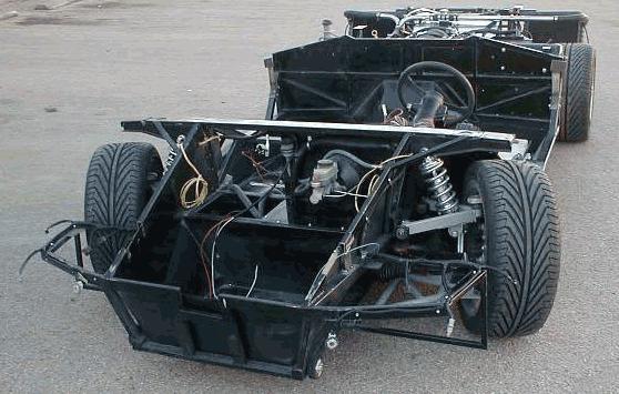 Replica Chassis *Air lift suspension lifts the front of the car to clear speed bumps and is controlled from the dashboard. Airlift system has onboard tank and compressor to recharge the tank.