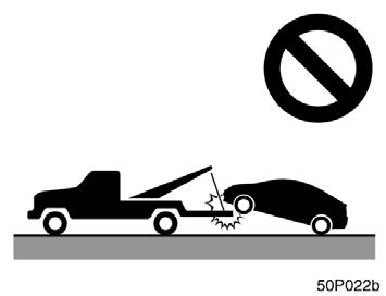 (c) Towing with sling type truck 50p022b Emergency towing 50p035b NOTICE Only use specified towing eyelet; otherwise your vehicle may be damaged.