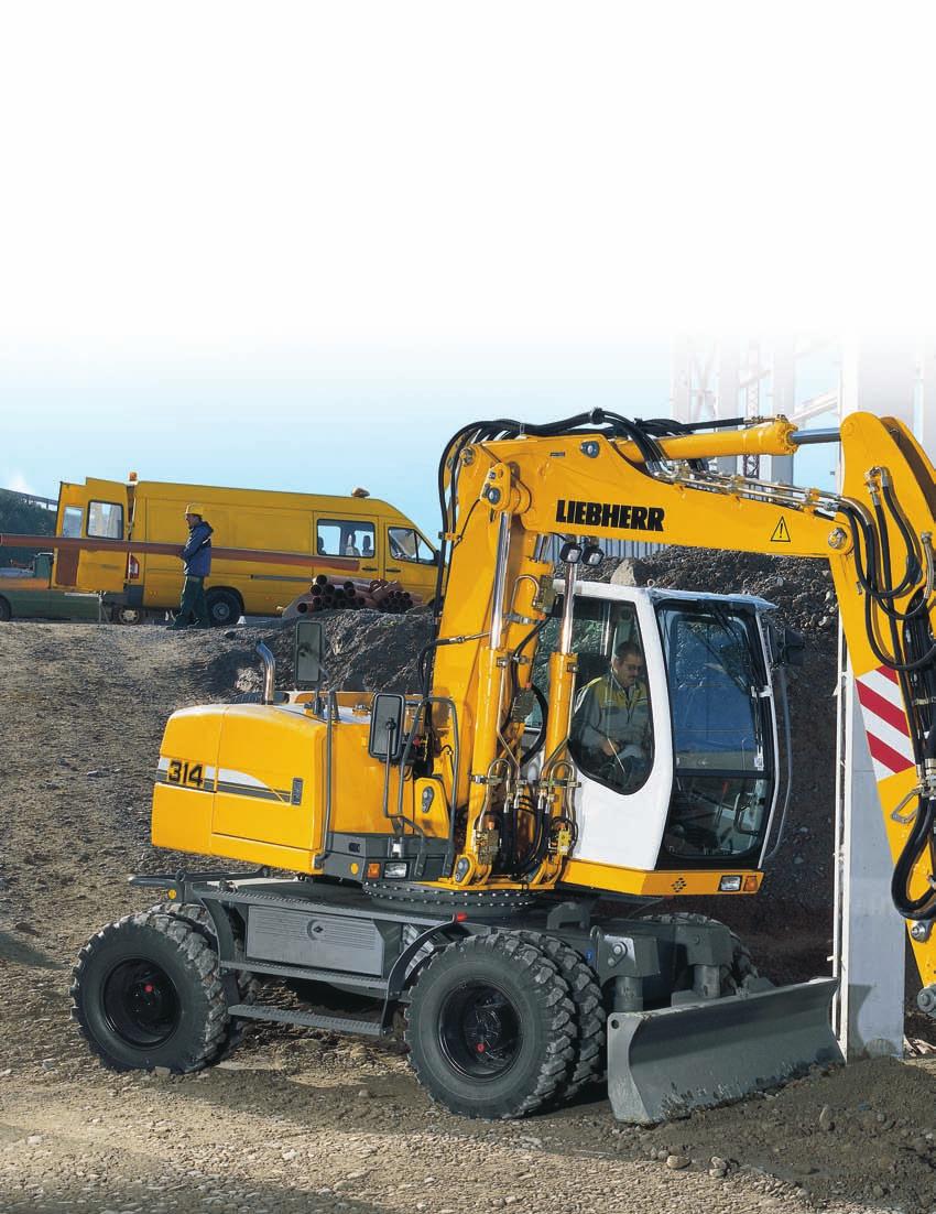 A 314 Operational weight: 14,4-16,6 kg Engine output: kw / 122 HP Bucket capacity:.1 -.