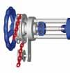 As of nominal diameter DN 250 to DN 500, a bevel gear drive is necessary to move the cone. It is available with a locking device.