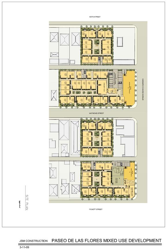 Chavez + Soto Proposed Developments Phase I (east of Matthews): 73 affordable, residential rentals +3,250 sq. ft.