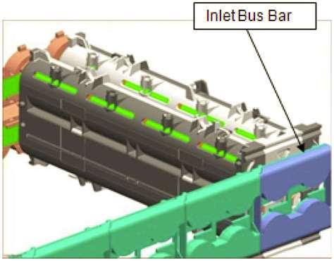 inlet busbar velocity contour of airflow